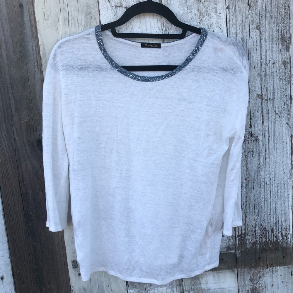 Massimo Dutti Beaded Collar Blouse Sheer